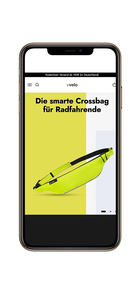 Smarte Crossbag für Radfahrende auf Smartphone-Display